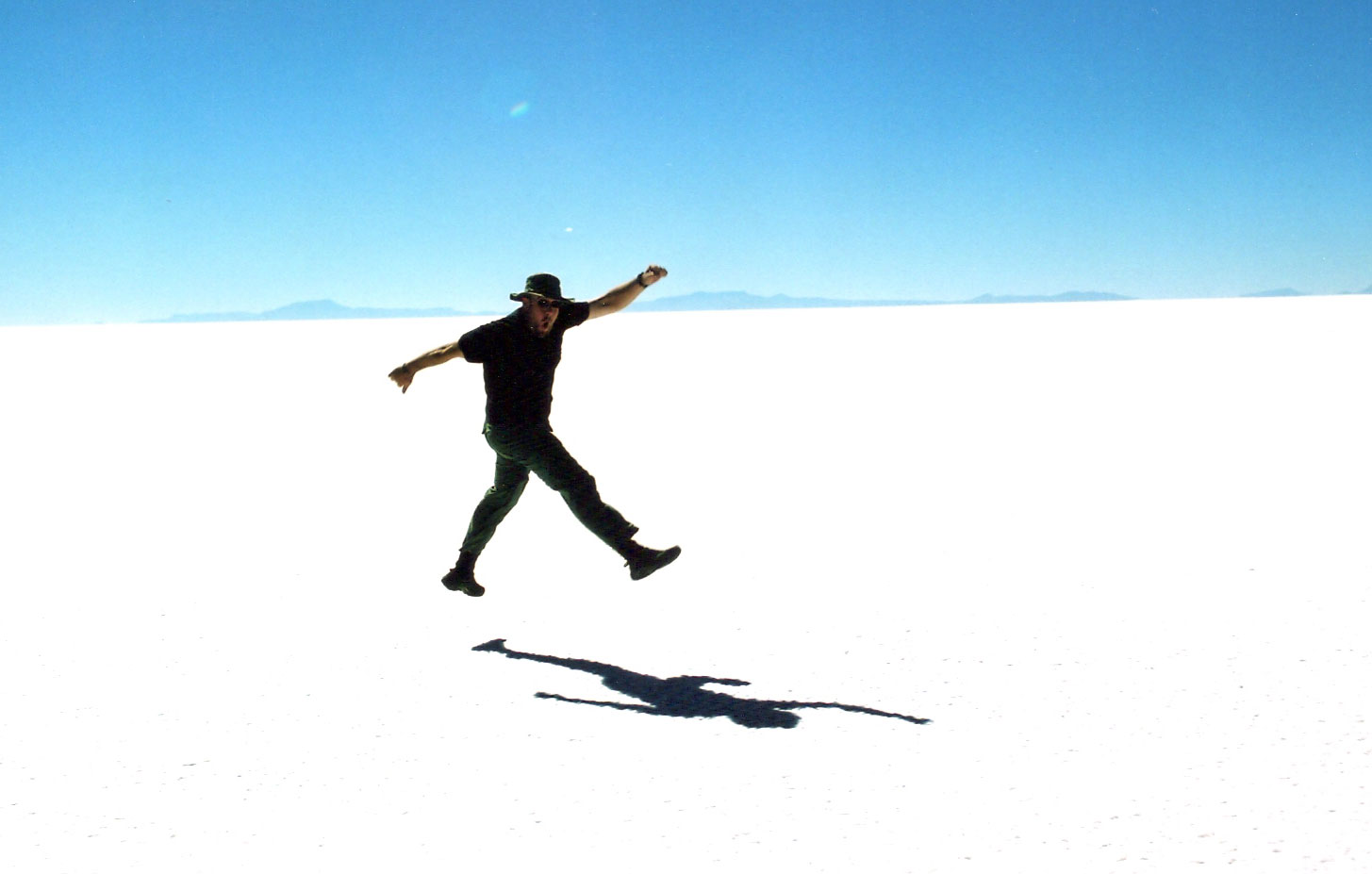 Raphael jumping on the salt flats
